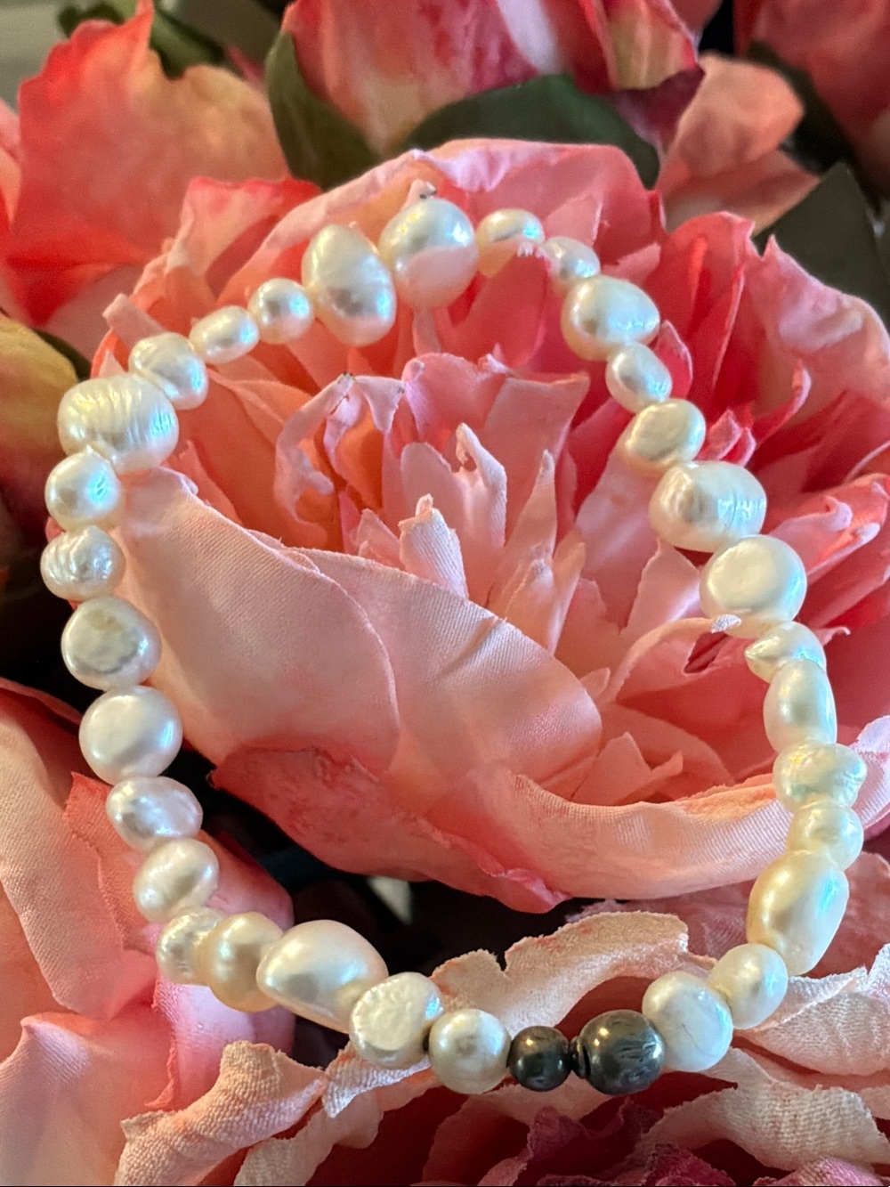 Silpada White Pearl Bracelet with sterling silver Beads